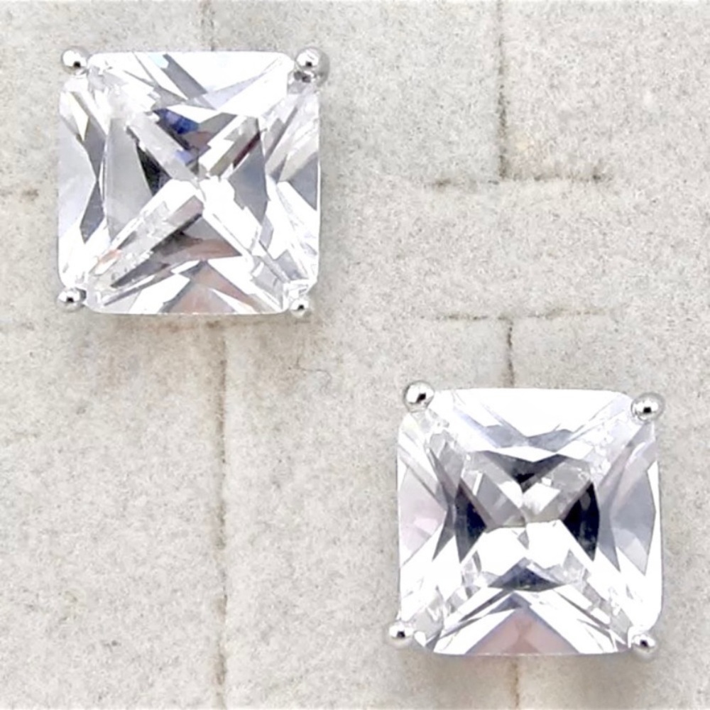 Brilliant 10x10mm 6.00ct Princess Cut Stud Earrings